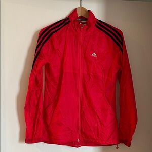 adidas Red Running Jacket with Black Shoulder Stripes